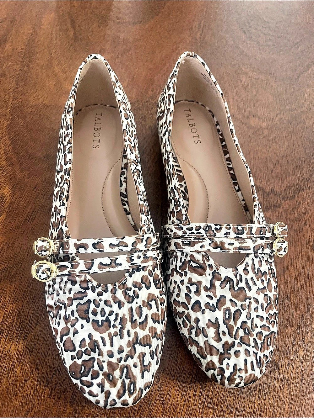 Talbots Leopard Print Double Buckle Strap Mary Jane Flats Mary Jane Flats US 8M